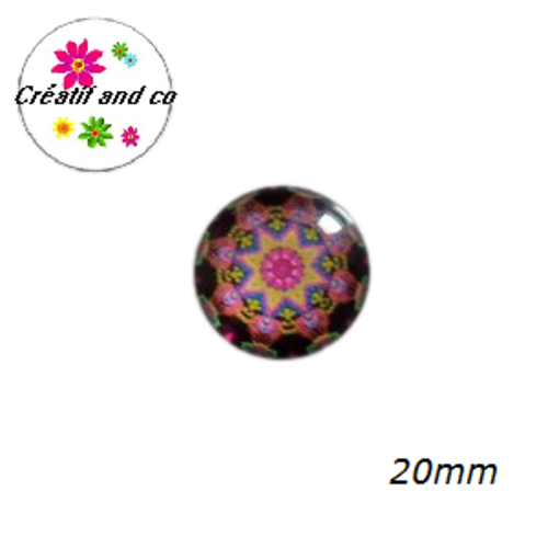 Cabochon motif fleur de datura 20mm