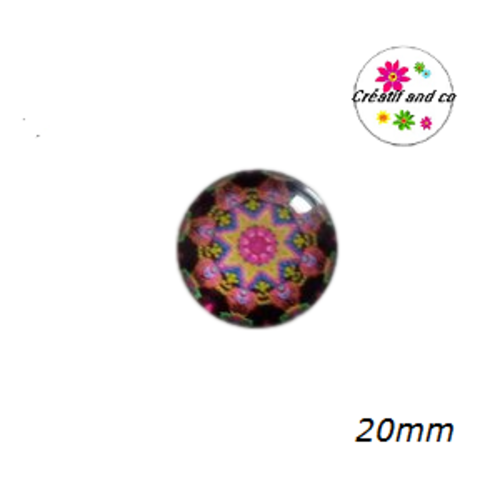 Cabochon motif fleur de datura 20mm