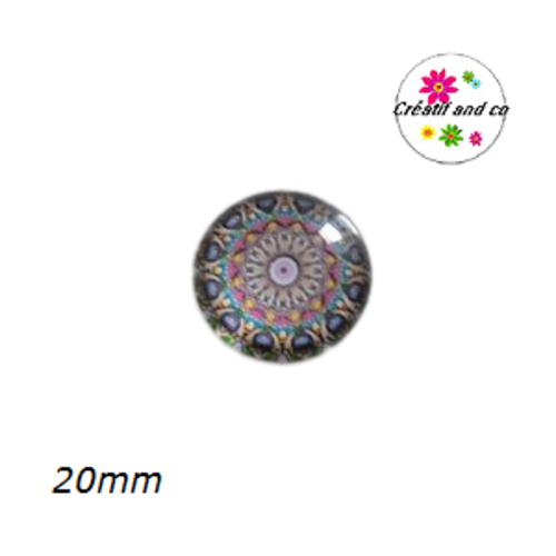 Cabochon motif fleur de datura 20mm