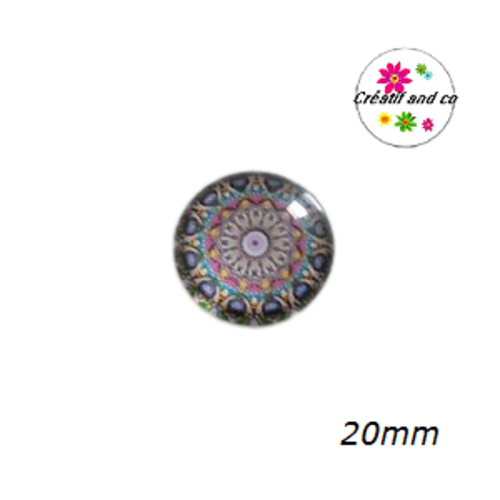Cabochon motif fleur de datura 20mm