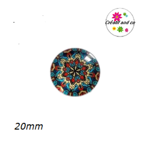 Cabochon motif fleur de datura 20mm