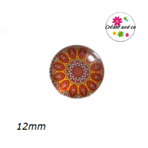 X2 cabochons à motifs colorés 12mm