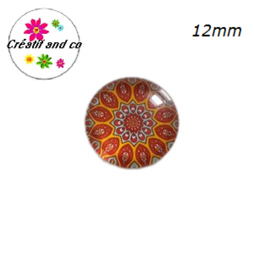X2 cabochons à motifs colorés 12mm