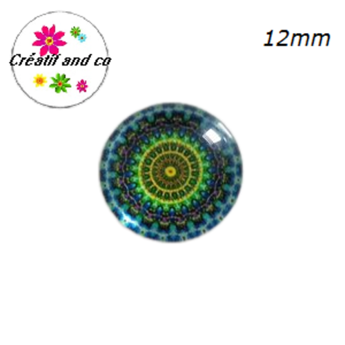 X2 cabochons à motifs colorés 12mm