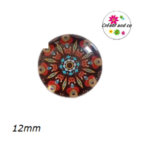 X2 cabochons à motifs colorés 12mm