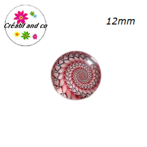 X2 cabochons à motifs colorés 12mm