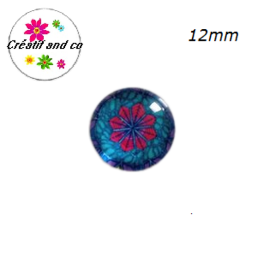 X2 cabochons à motifs colorés 12mm