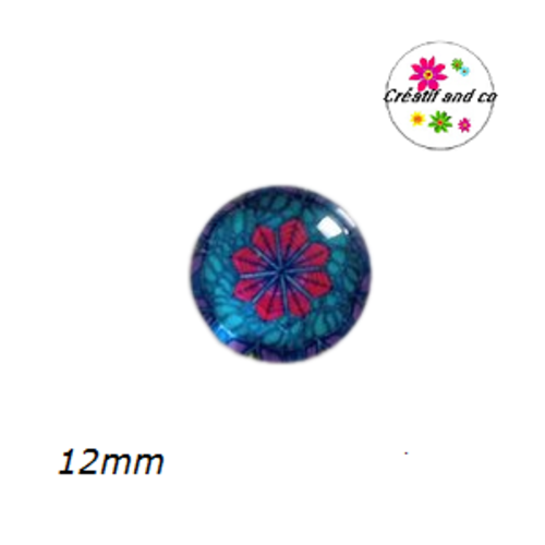 X2 cabochons à motifs colorés 12mm