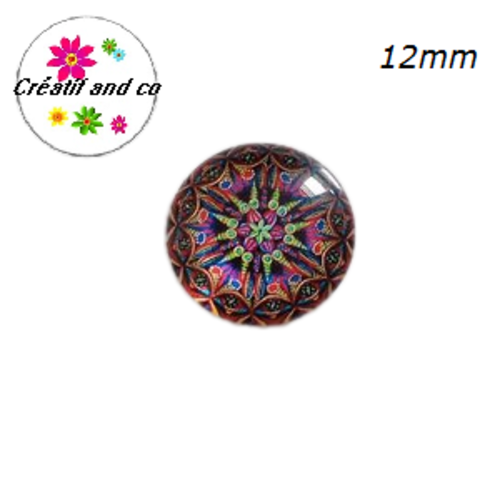 X2 cabochons à motifs colorés 12mm