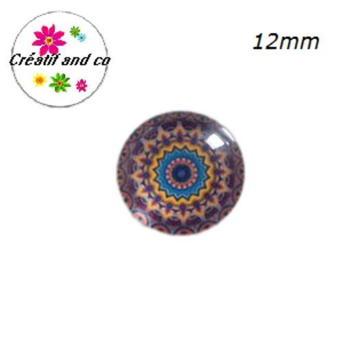 X2 cabochons à motifs colorés 12mm