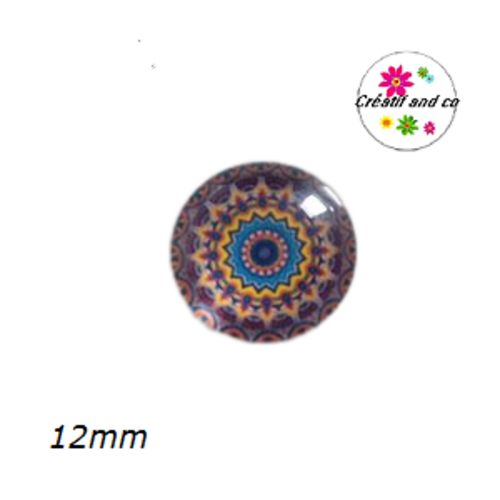X2 cabochons à motifs colorés 12mm