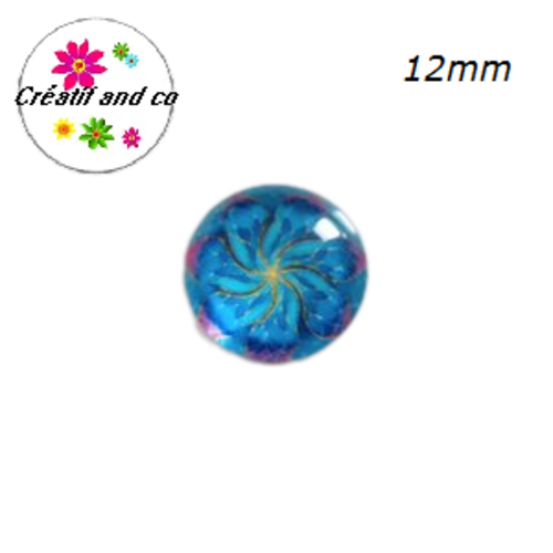 X2 cabochons à motifs colorés 12mm