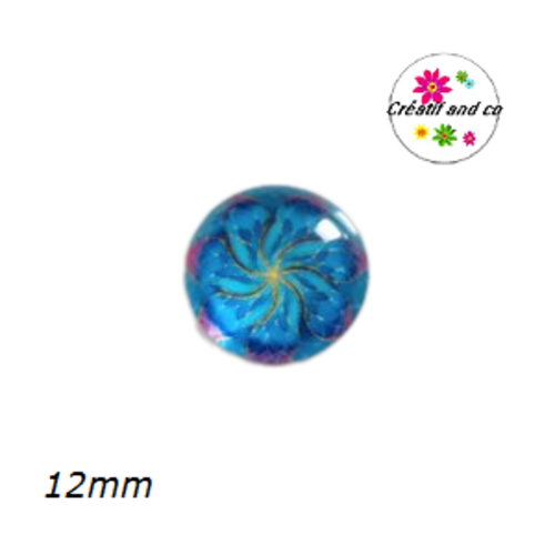 X2 cabochons à motifs colorés 12mm