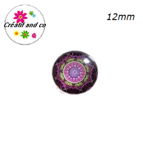 X2 cabochons à motifs colorés 12mm