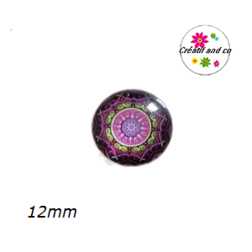X2 cabochons à motifs colorés 12mm