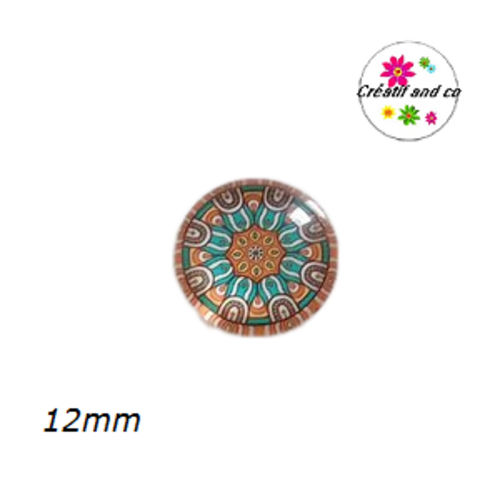 X2 cabochons à motifs colorés 12mm