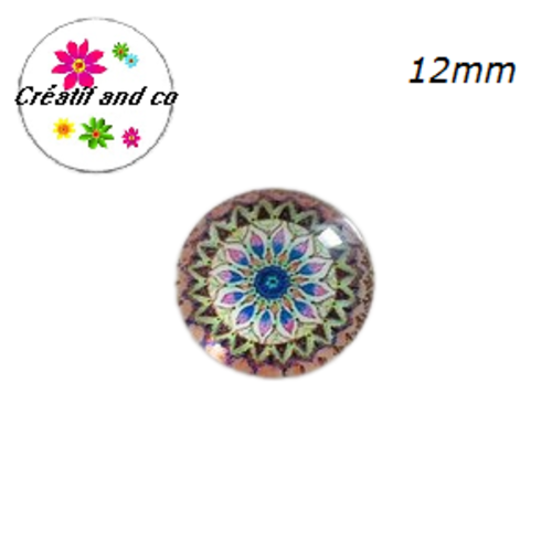 X2 cabochons à motifs colorés 12mm
