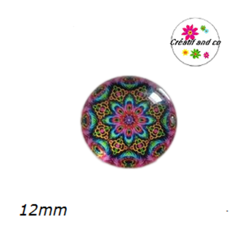 X2 cabochons à motifs colorés 12mm