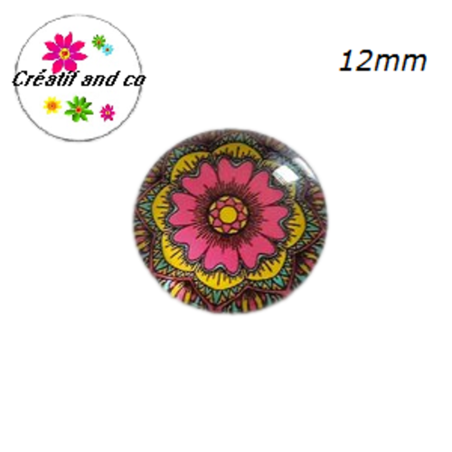 X2 cabochons à motifs colorés 12mm