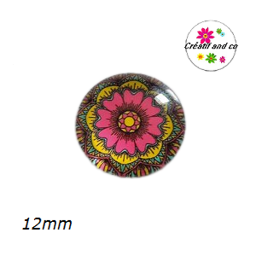 X2 cabochons à motifs colorés 12mm