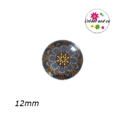 X2 cabochons à motifs colorés 12mm