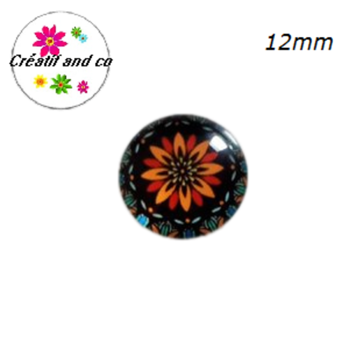 X2 cabochons à motifs colorés 12mm