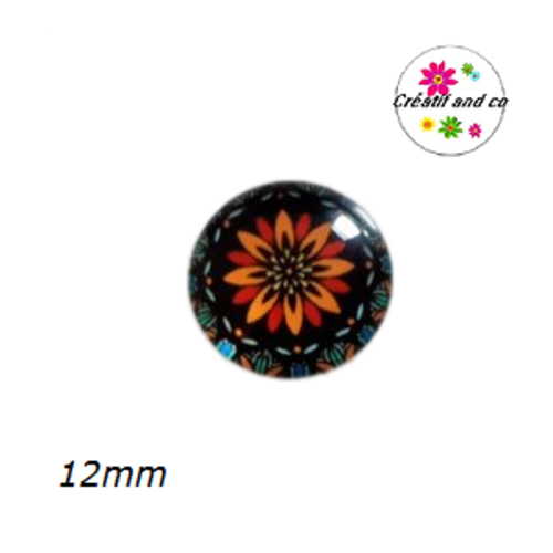 X2 cabochons à motifs colorés 12mm