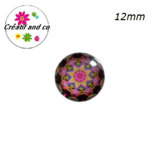 X2 cabochons à motifs colorés 12mm