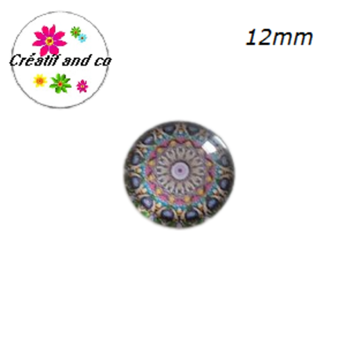 X2 cabochons à motifs colorés 12mm