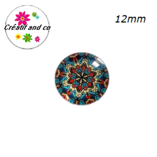 X2 cabochons à motifs colorés 12mm