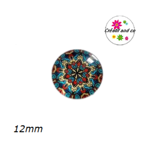 X2 cabochons à motifs colorés 12mm