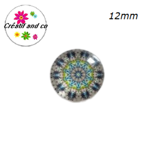 X2 cabochons à motifs colorés 12mm
