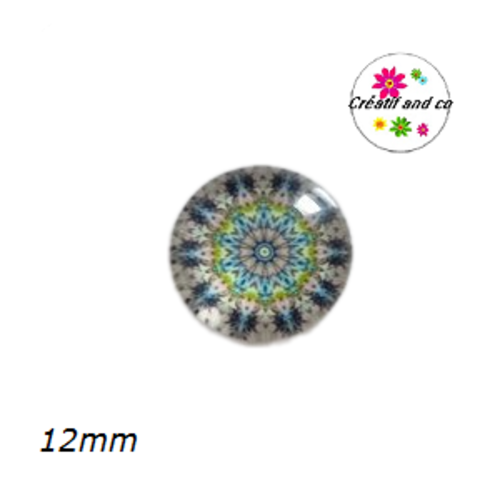 X2 cabochons à motifs colorés 12mm