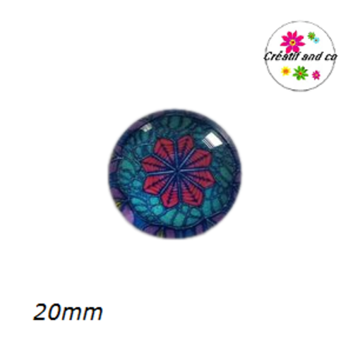 Cabochon motif fleur de datura 20mm