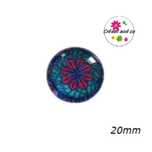 Cabochon motif fleur de datura 20mm
