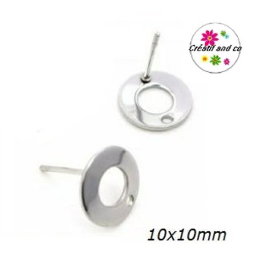 Puce oreille cercle creux acier inoxydable avec trou