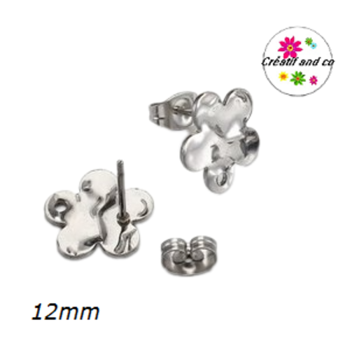 Puce oreille fleur avec trou acier inoxydable