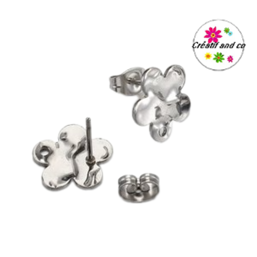 Puce oreille fleur acier inoxydable avec trou
