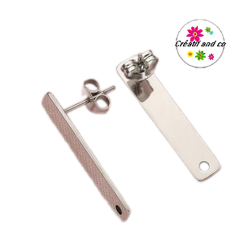 Puce oreille tige acier inoxydable avec trou
