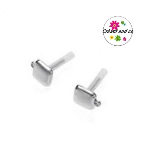 Puce oreille carré acier inoxydable avec trou