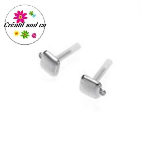 Puce oreille carré acier inoxydable avec trou