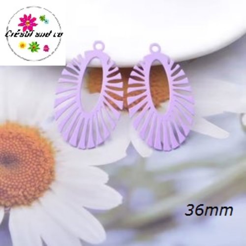 Breloque estampe ovale parme  36mm