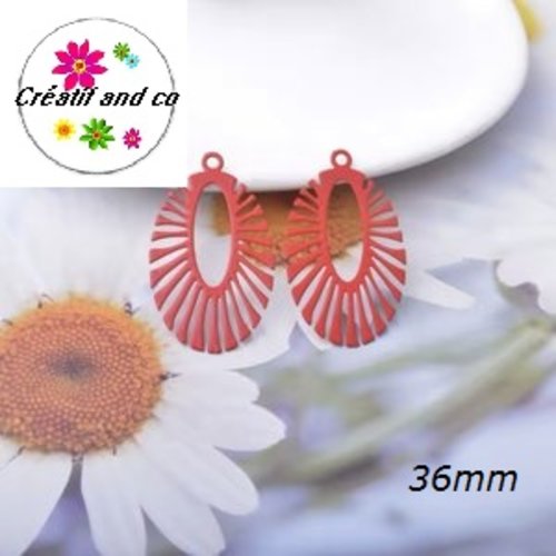 Breloque estampe ovale rouge 36mm