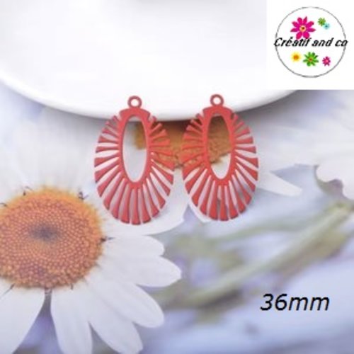 Breloque estampe ovale rouge 36mm