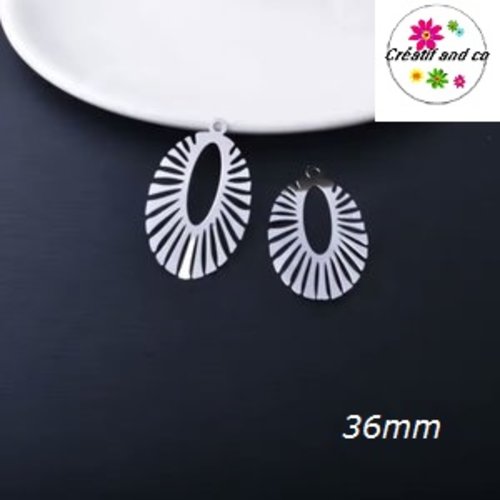 Breloque estampe ovale argent 36mm
