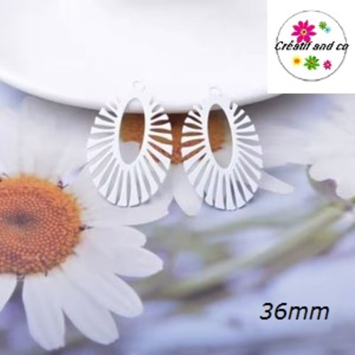 Breloque estampe ovale blanche 36mm