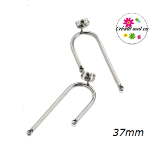 Support boucle d'oreille pendante acier inoxydable 37mm