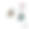 Clou oreille carrée argent vieilli cabochon turquoise 10mm