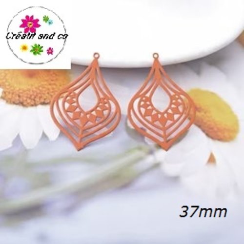 Breloque estampe pendante orange  37mm