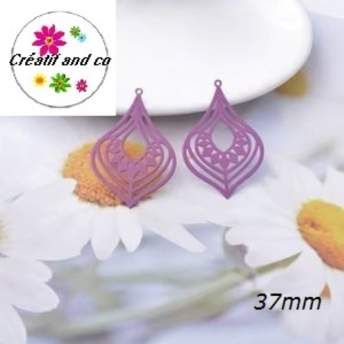 Breloque estampe pendante mauve 37mm